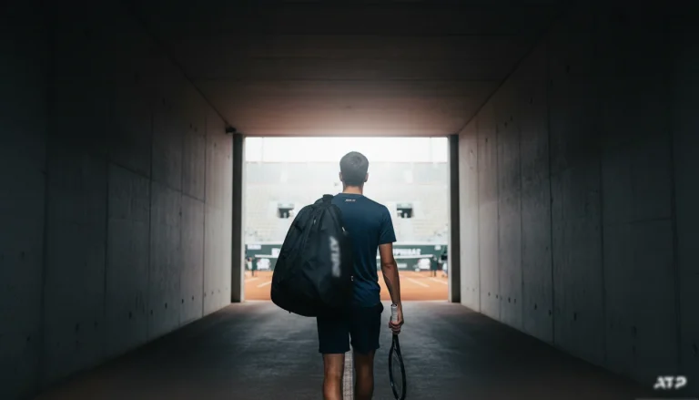 Joueur de tennis regardant le tableau du classement ATP lors d'un tournoi