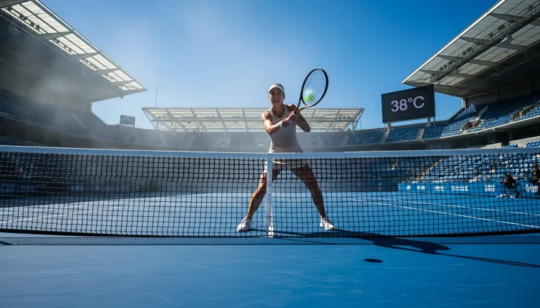 Court en dur de l'Open d'Australie sous la chaleur de Melbourne