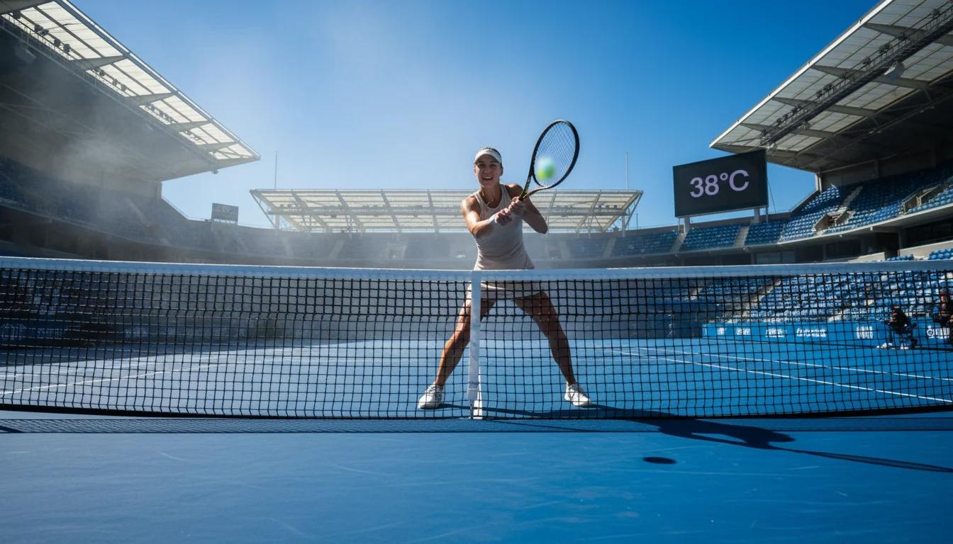 Court en dur de l'Open d'Australie sous la chaleur de Melbourne