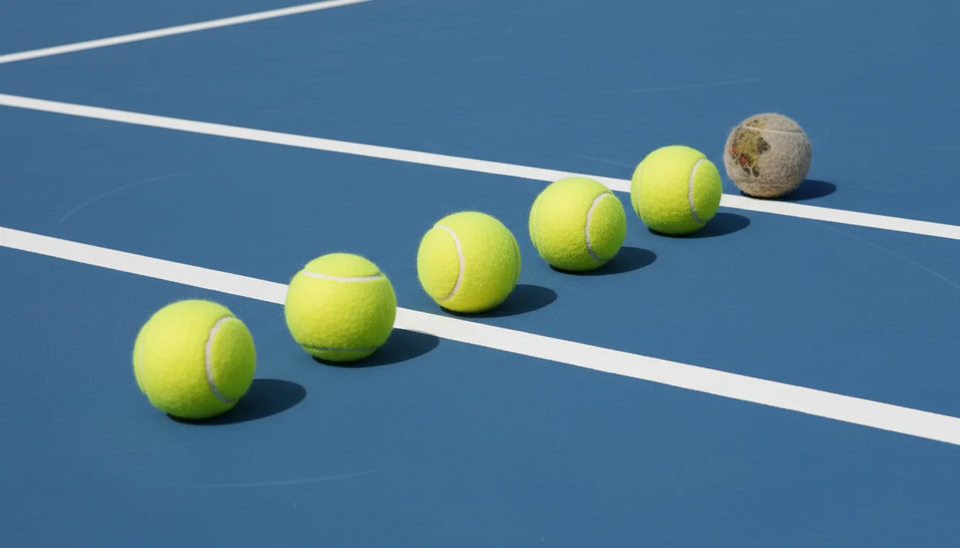 Plusieurs balles de tennis alignées sur un court symbolisant les paris combinés