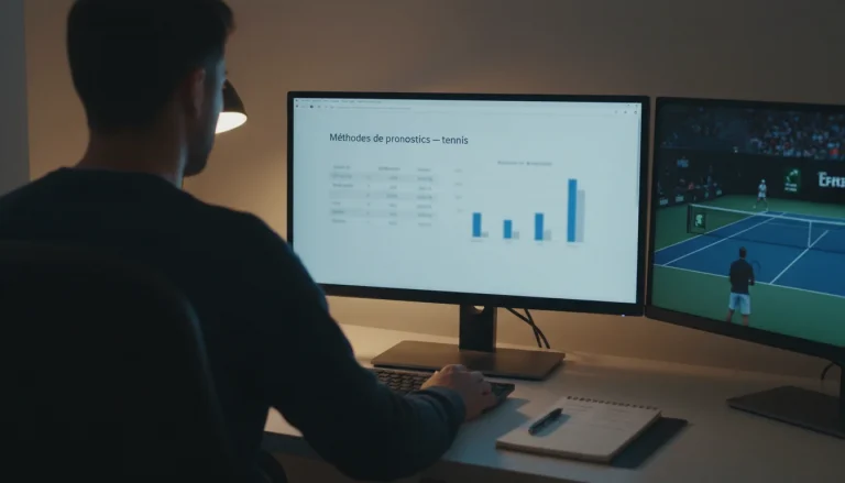 Analyste sportif étudiant des statistiques de tennis sur un écran