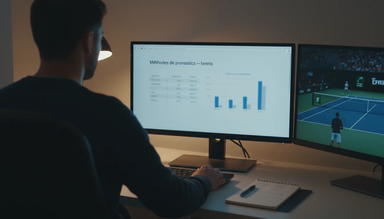 Analyste sportif étudiant des statistiques de tennis sur un écran