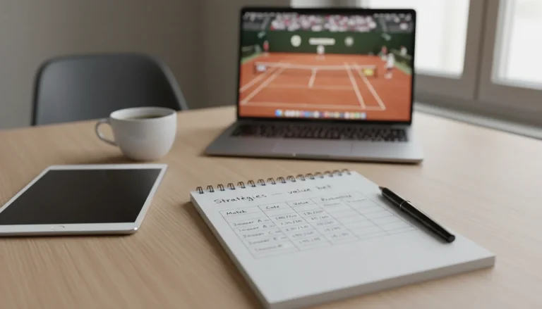 Stratégies de paris tennis : carnet de notes ouvert avec analyse d'un match